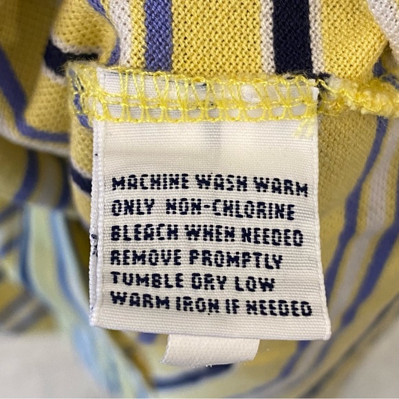 POLO RALPH LAUREN Men’s Shirt Yellow Blue Striped PIMA COTTON Short Sleeve LARGE - Picture 2 of 5